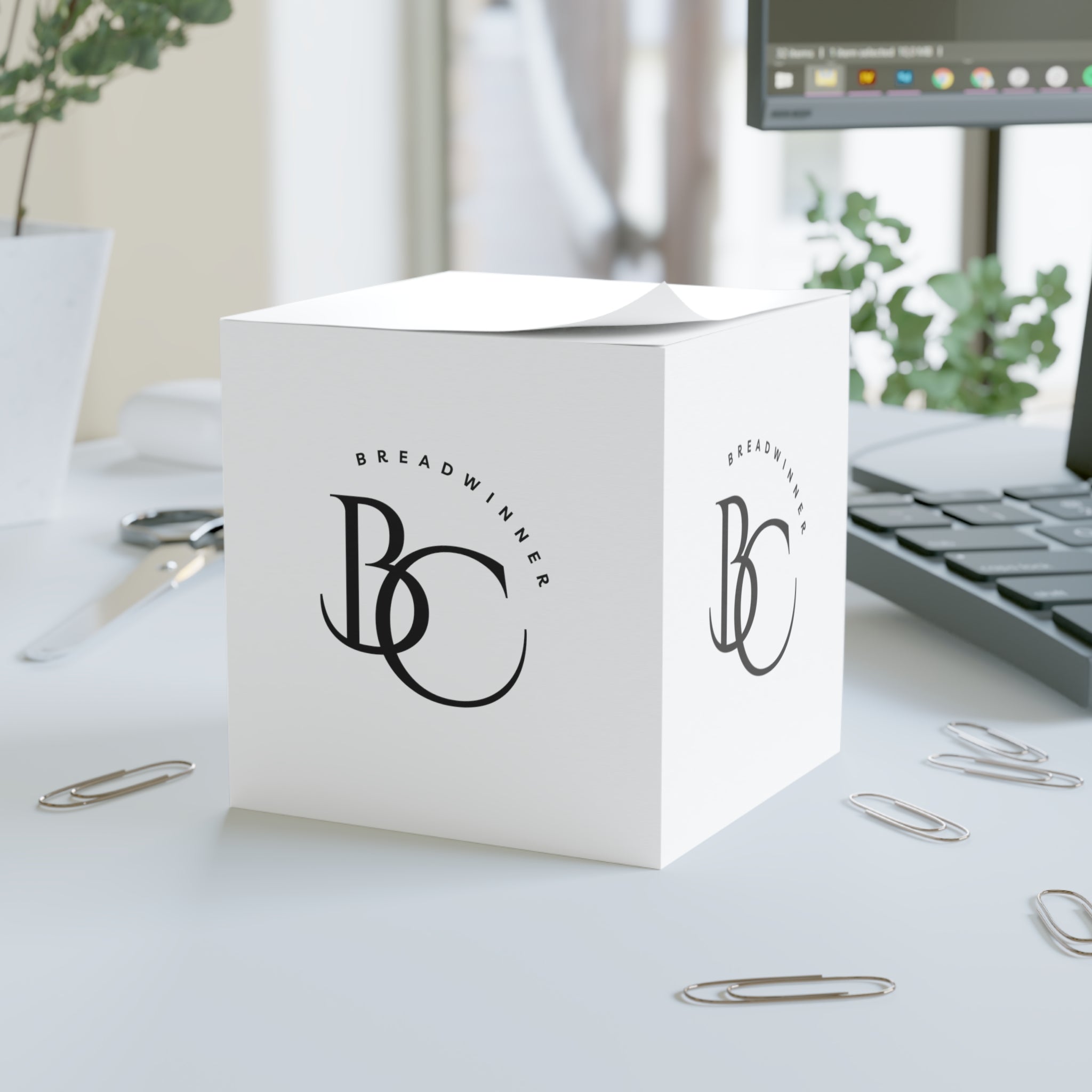 Breadwinner BC Logo Note Cube — Branded Sticky Memo Block