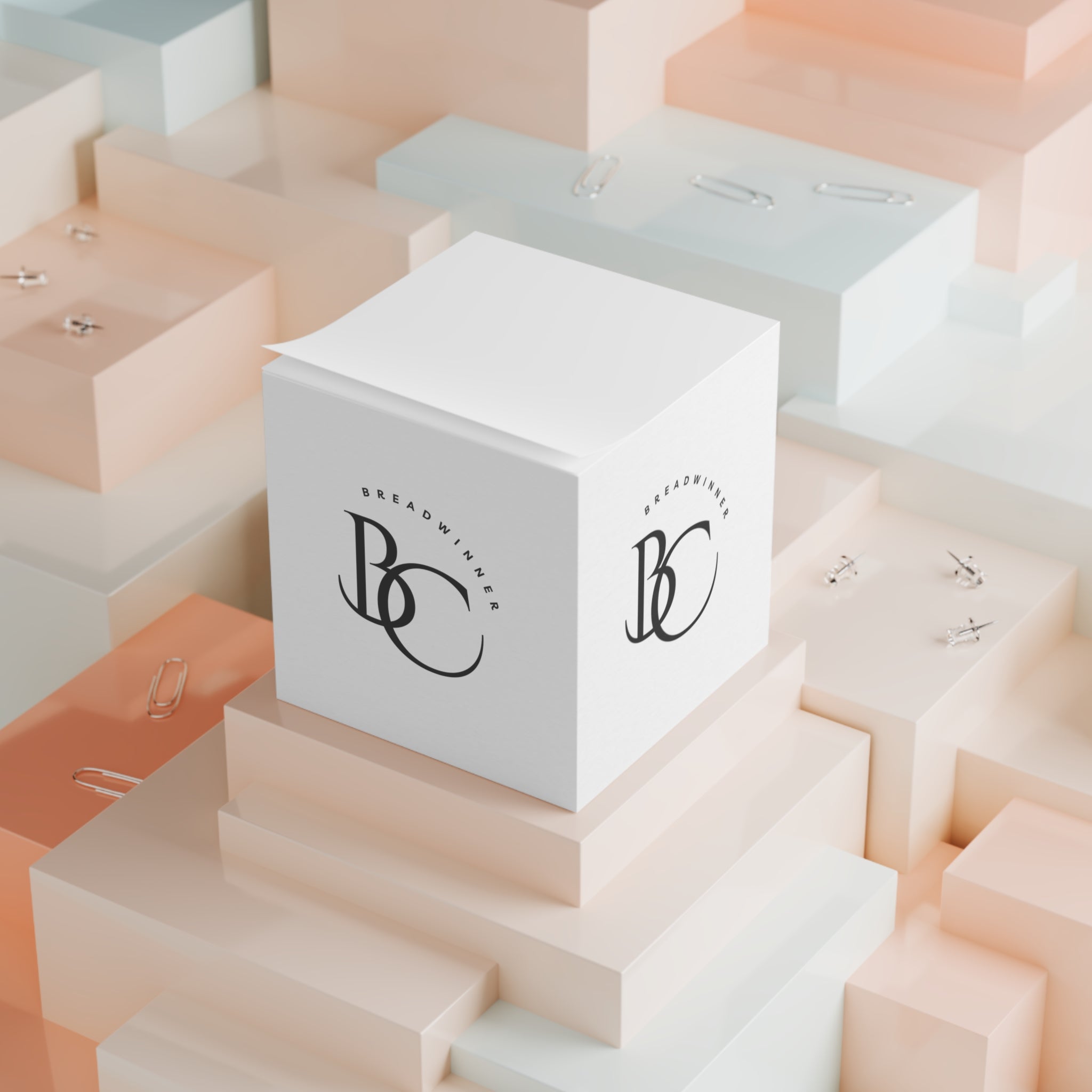 Breadwinner BC Logo Note Cube — Branded Sticky Memo Block
